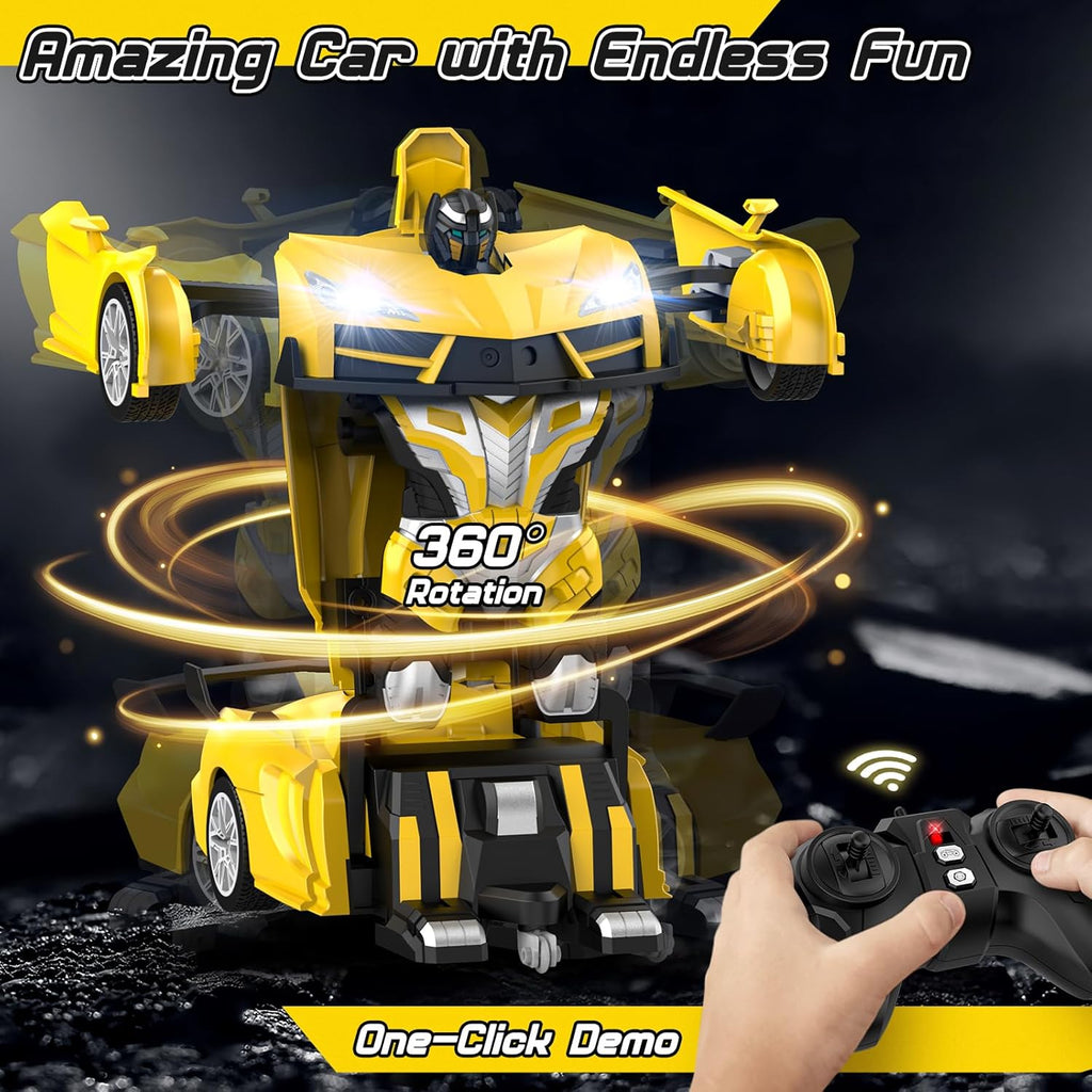 2-in-1 Transforming RC Car with 360° Spin, 2.4GHz Remote Control for Kids Ages 3-8