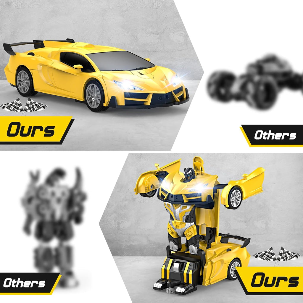 2-in-1 Transforming RC Car with 360° Spin, 2.4GHz Remote Control for Kids Ages 3-8