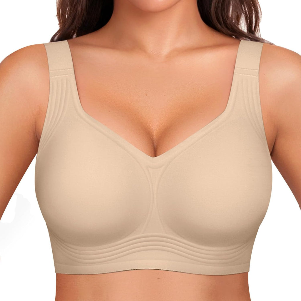 Plus Size Wireless Jelly Bra - Full Coverage Seamless T-Shirt Bra with Push Up Support