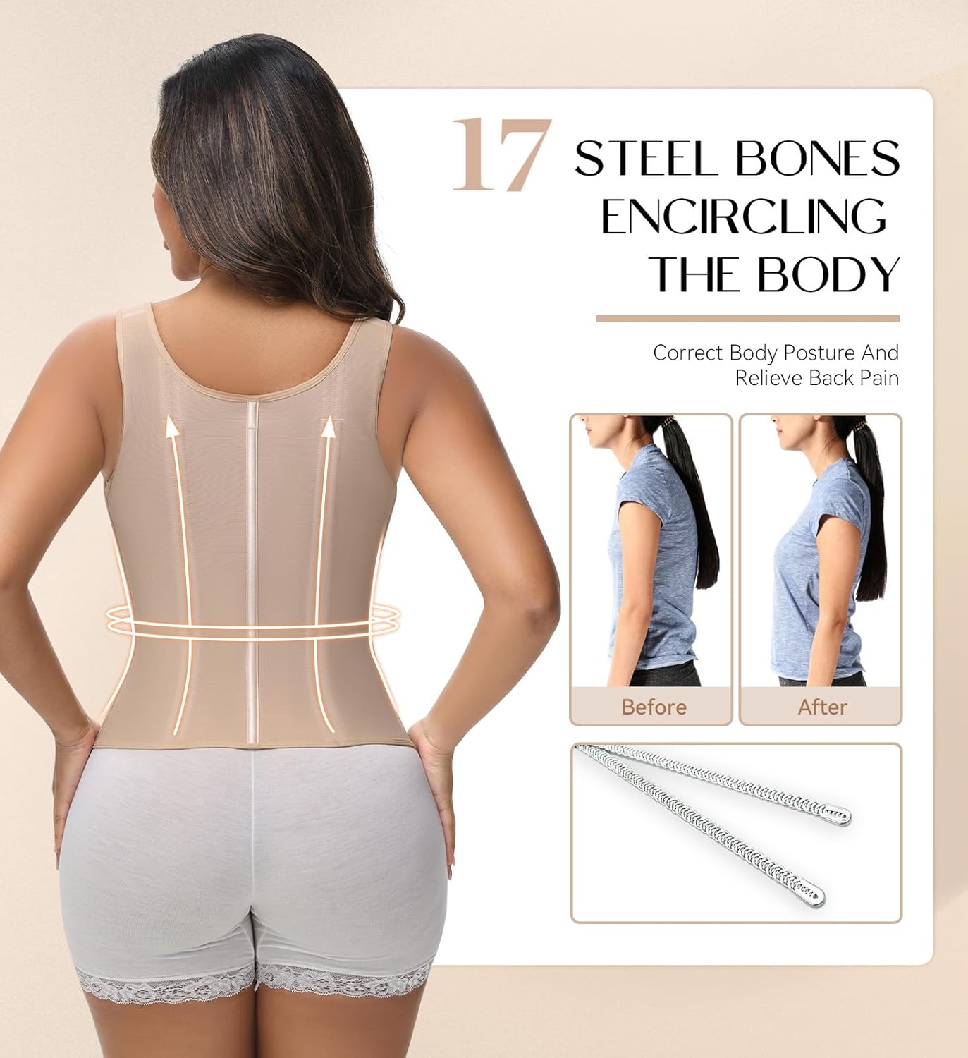 Women's Waist Trainer Corset with Tummy Control for Workout & Postpartum Recovery