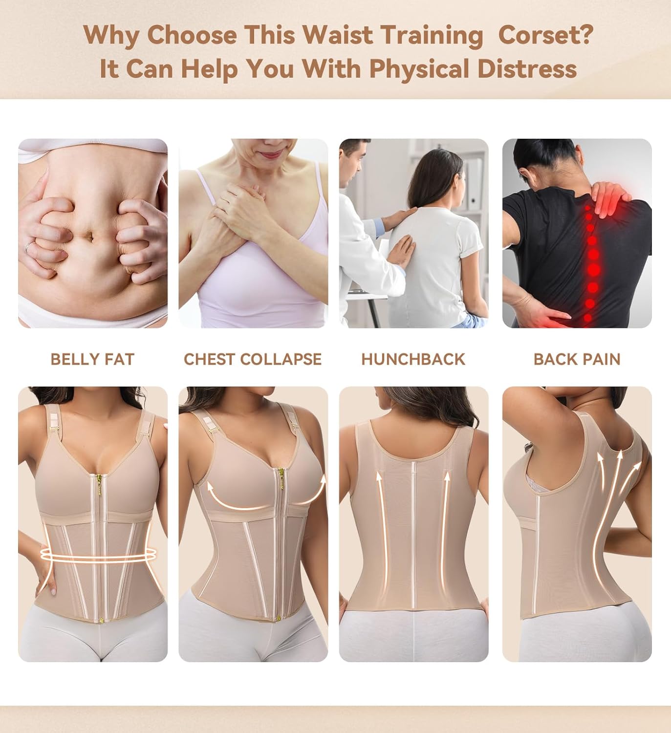 Women's Waist Trainer Corset with Tummy Control for Workout & Postpartum Recovery