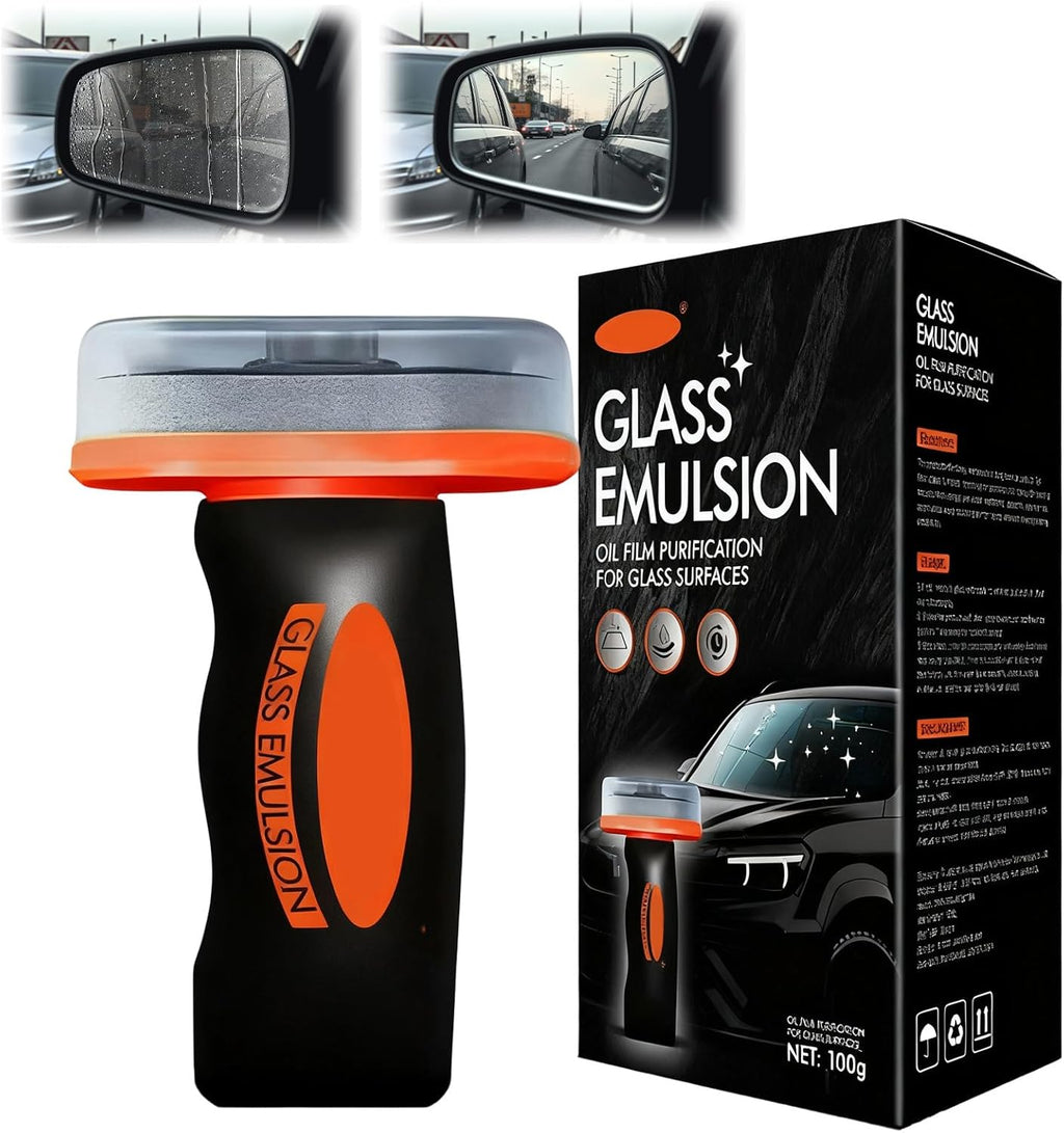 Car Glass Oil Film Remover - Eliminates Stubborn Smudges & Improves Windshield Clarity for Safe Driving