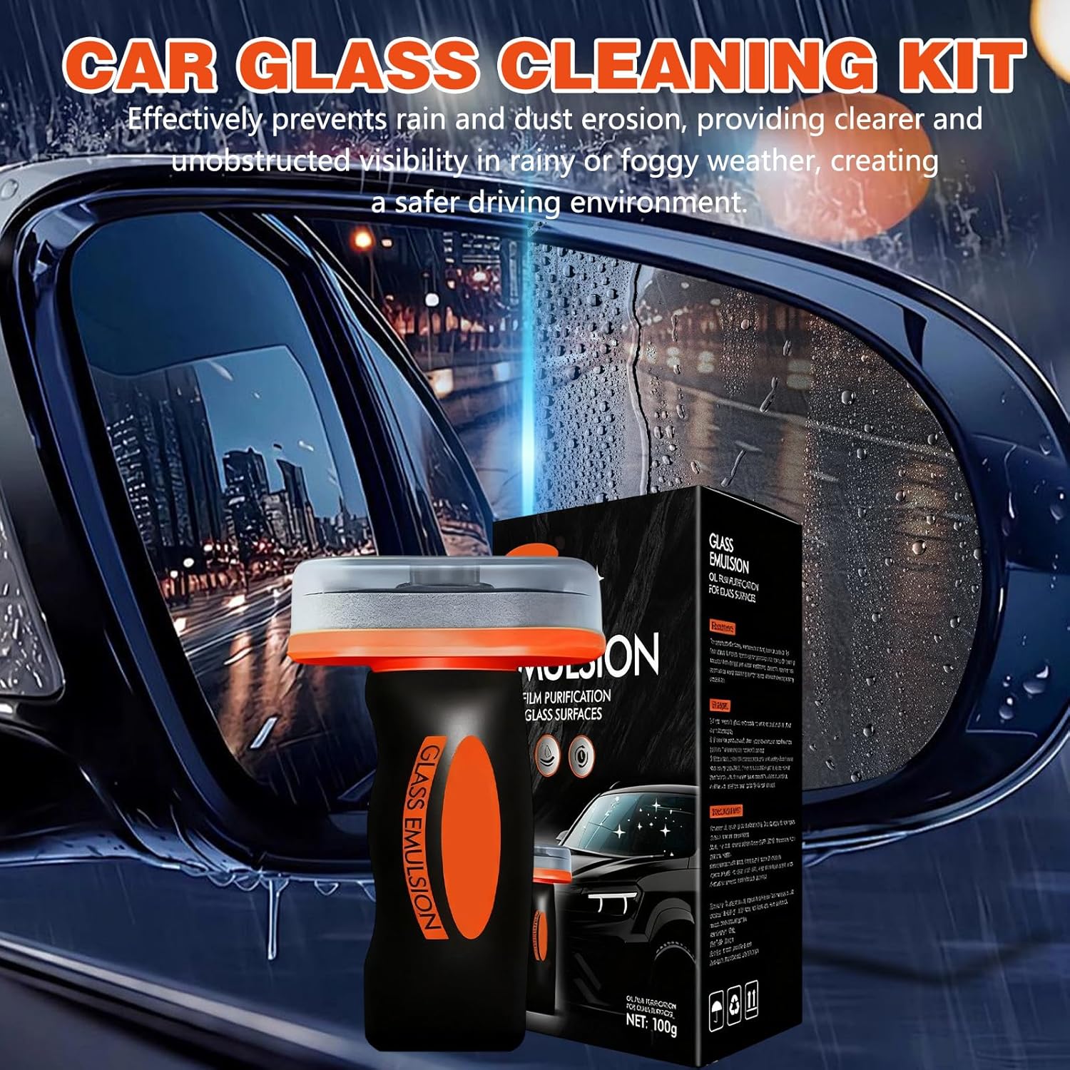 Car Glass Oil Film Remover - Eliminates Stubborn Smudges & Improves Windshield Clarity for Safe Driving