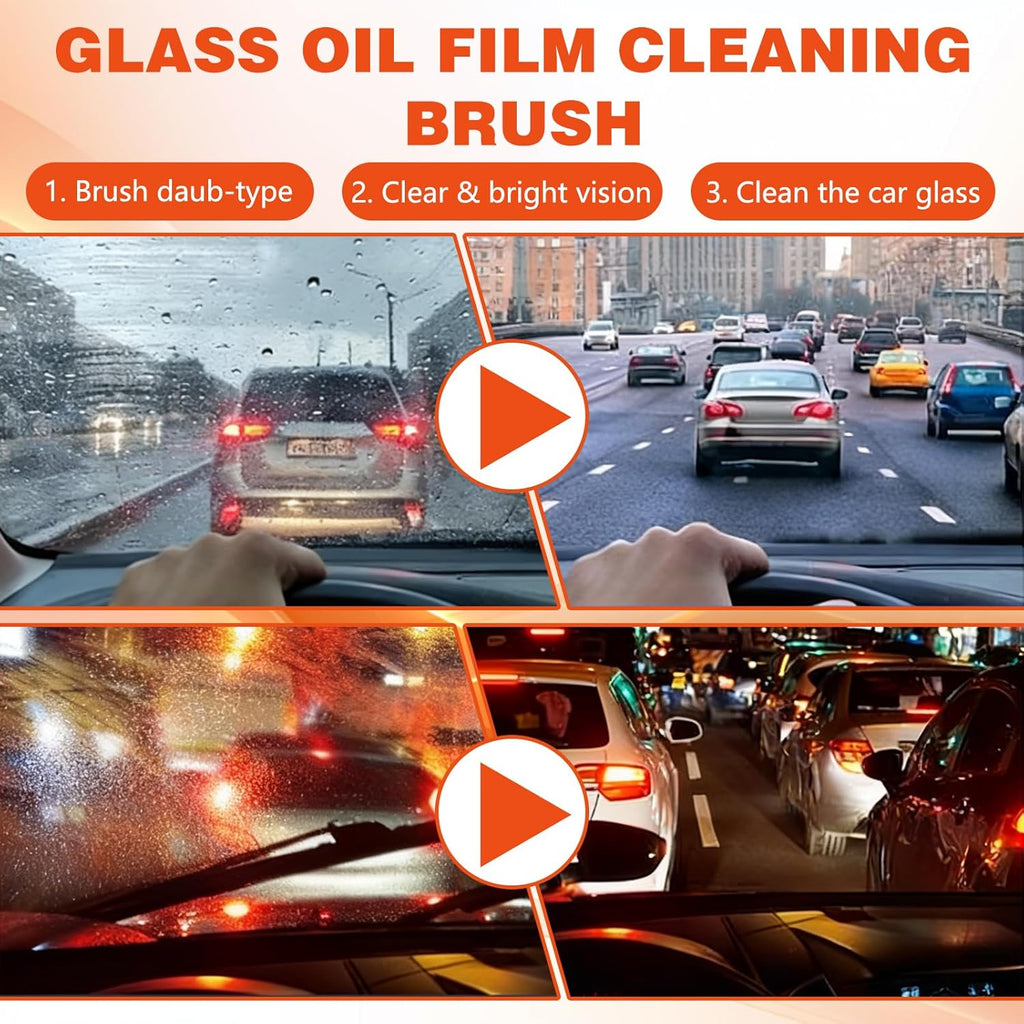 Car Glass Oil Film Remover - Eliminates Stubborn Smudges & Improves Windshield Clarity for Safe Driving
