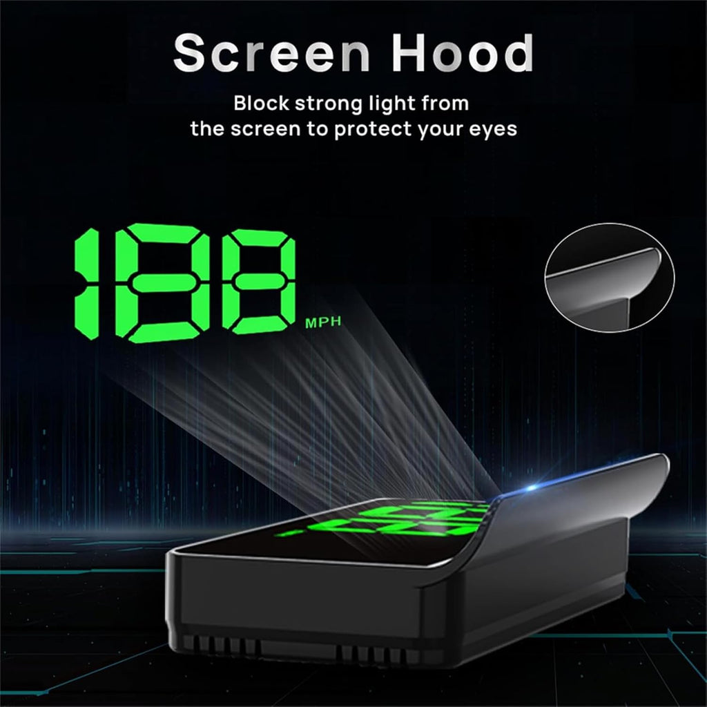 Car HUD Speedometer with GPS+BDS Dual-Mode, Automatic Brightness Adjustment, USB Plug & Play