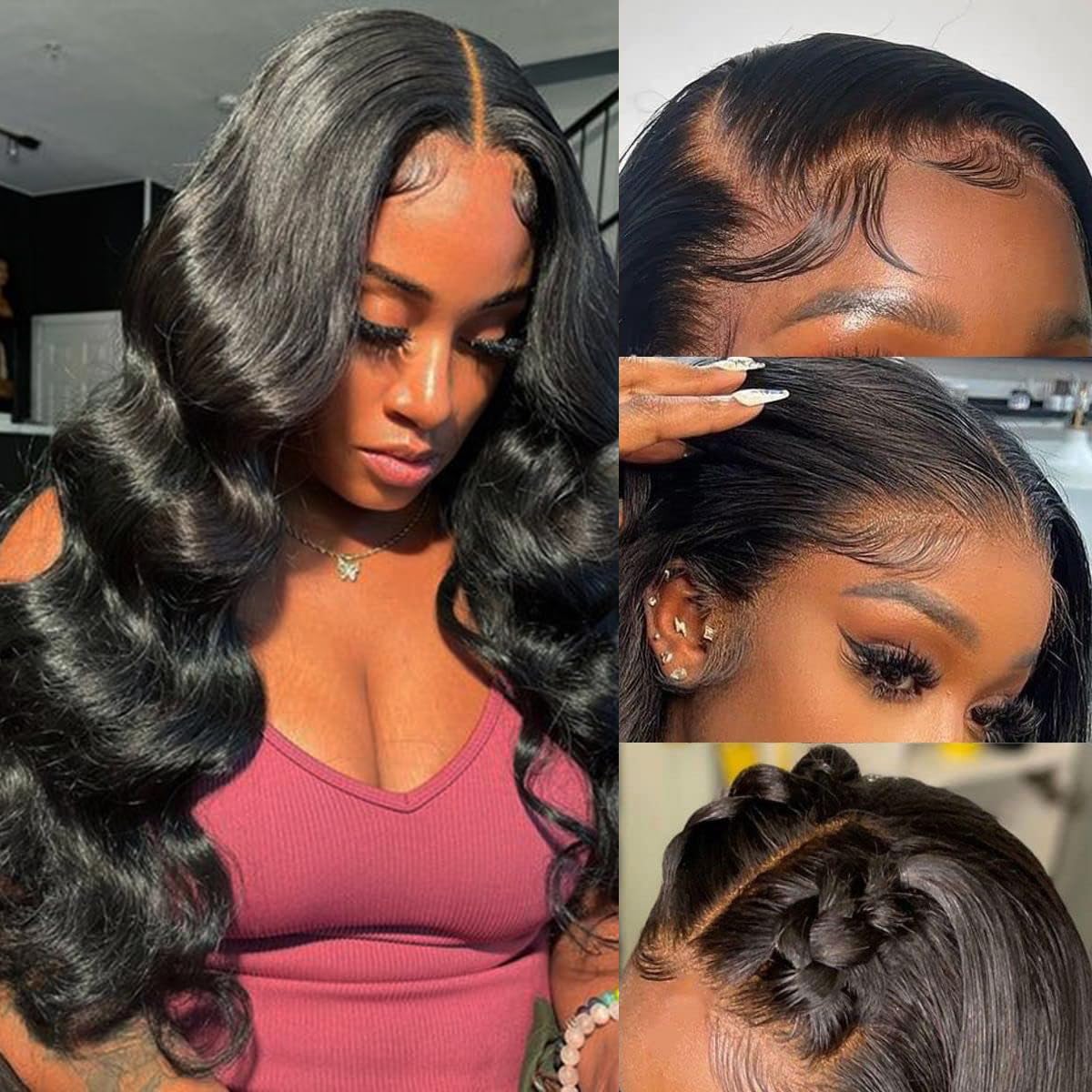 13x4 HD Lace Front Human Hair Wig Body Wave 22 Inch Pre Plucked 200 Density