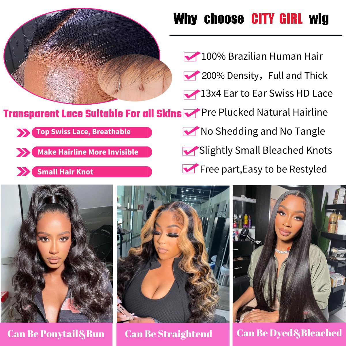 13x4 HD Lace Front Human Hair Wig Body Wave 22 Inch Pre Plucked 200 Density