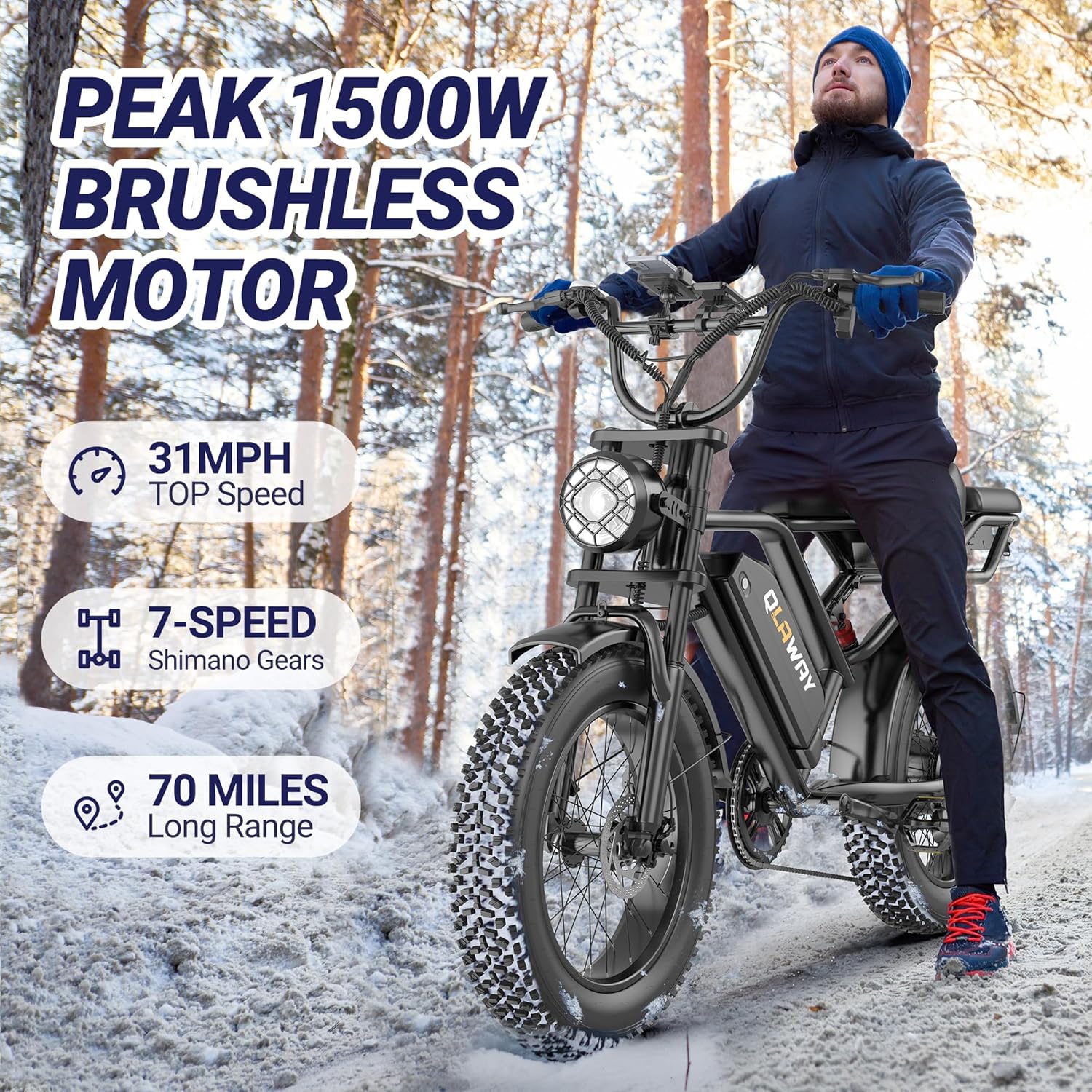 500W/700W Fat Tire Electric Dirt Bike for Adults, 31MPH, 40-70 Miles Range, Full Suspension