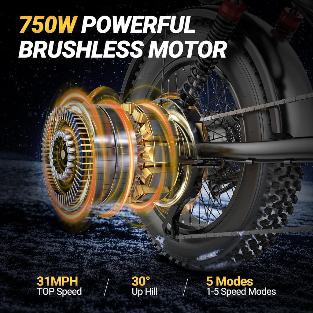 500W/700W Fat Tire Electric Dirt Bike for Adults, 31MPH, 40-70 Miles Range, Full Suspension