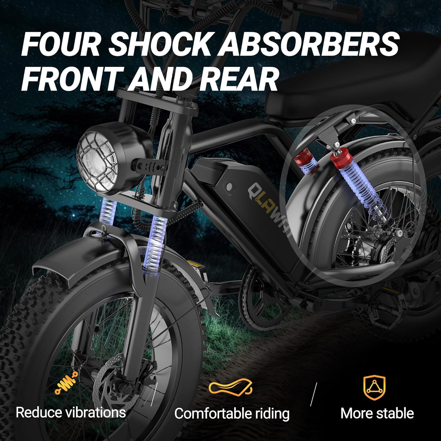 500W/700W Fat Tire Electric Dirt Bike for Adults, 31MPH, 40-70 Miles Range, Full Suspension