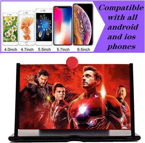 12" 3D HD Foldable Screen Magnifier for Smartphones - Portable Movie Projector & Eye Protector