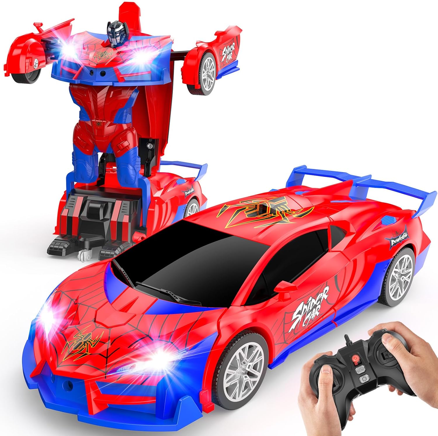 2-in-1 Transforming RC Car with Dual-Color Lights, 360° Rotation & One-Button Deformation