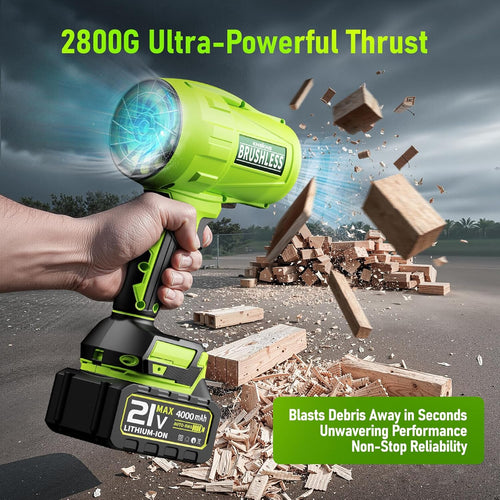 21V Cordless Leaf Blower with 2×4.0Ah Batteries, 580000RPM Turbo Jet Blower for Lawn & Yard