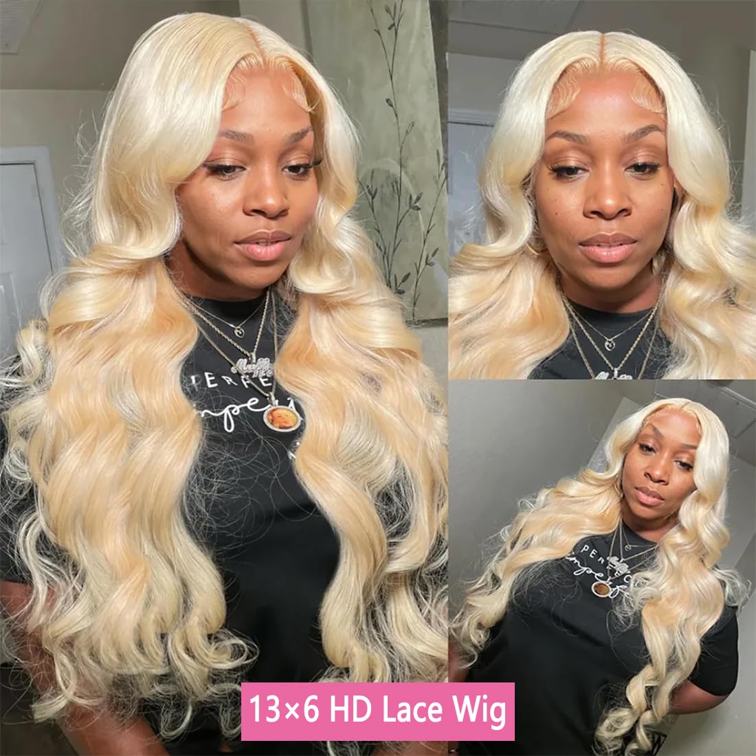 613 Blonde 28-Inch Body Wave Human Hair Wig with 13x6 HD Transparent Lace Front