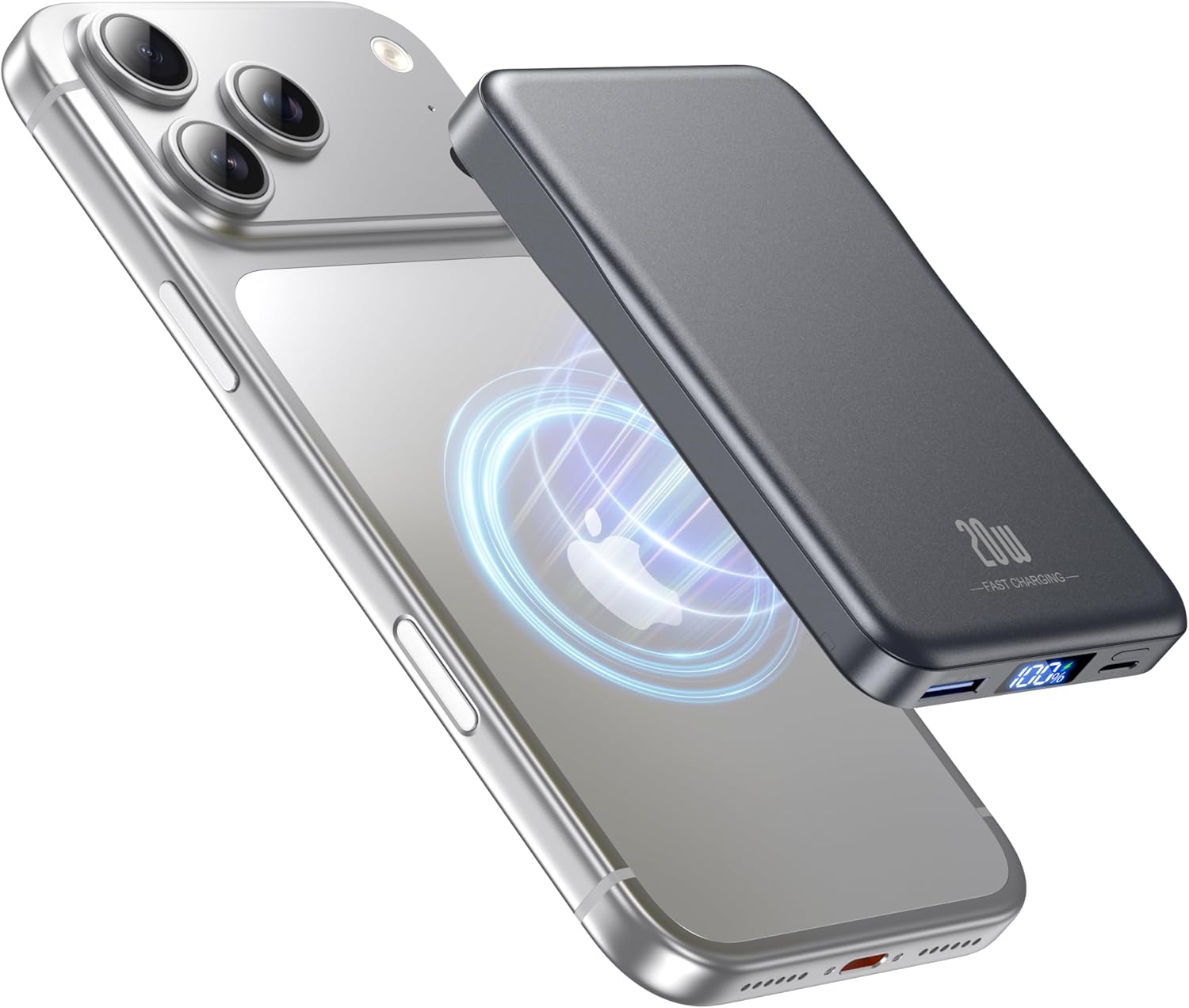 10000mAh Magnetic Power Bank with 20W Fast Charging, Wireless Portable Charger
