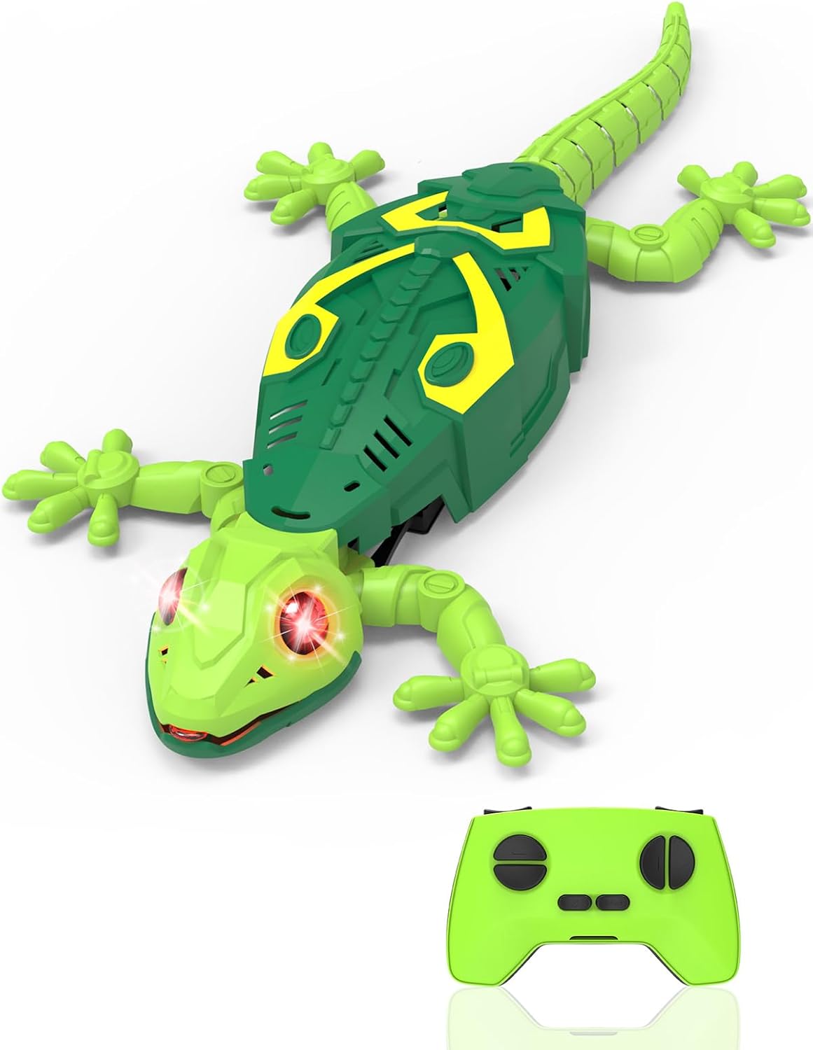 Remote Control Wall Climbing Gecko Robot with LED Eyes, 33ft Range Toy for Kids