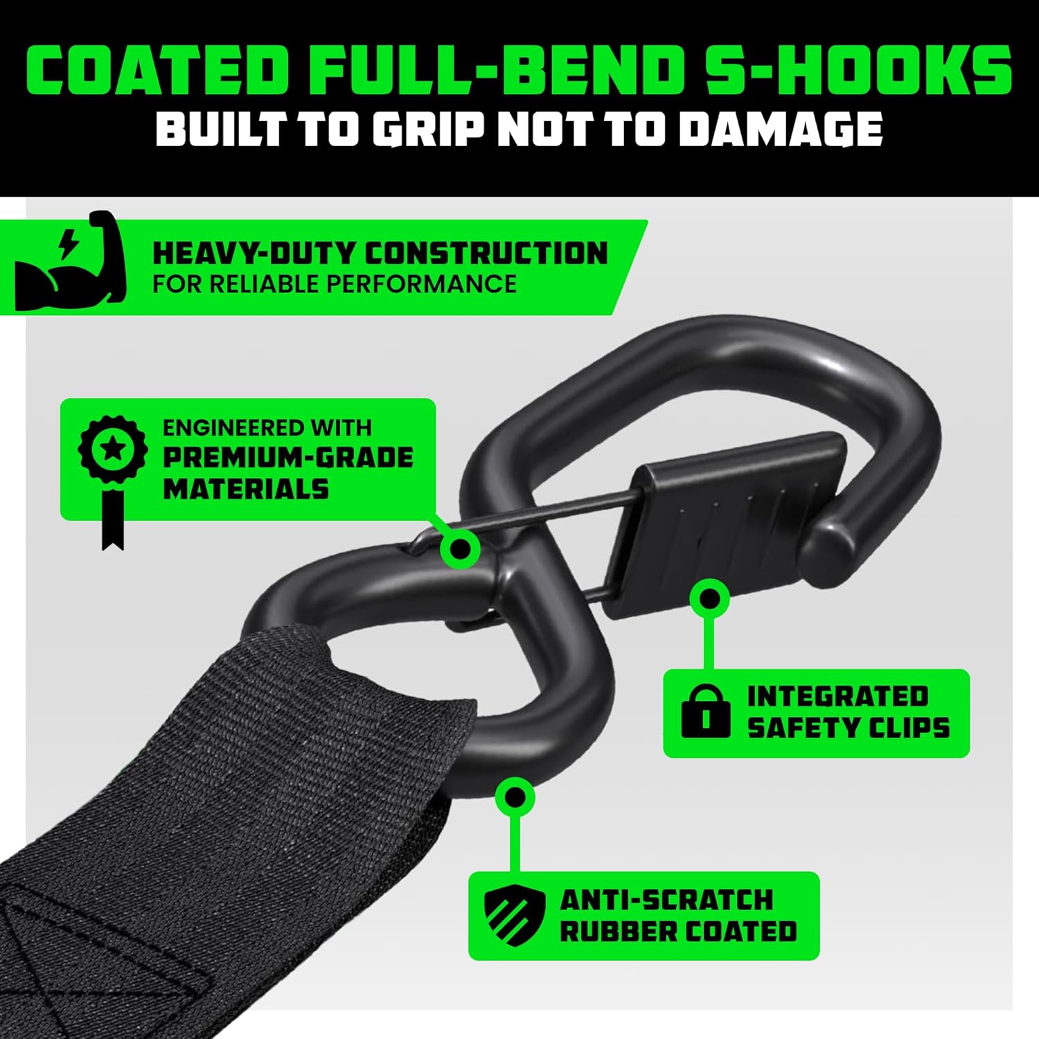 Retractable Ratchet Straps (2-Pack) - 1 Inch x 10 Feet with Auto Self Retracting Feature