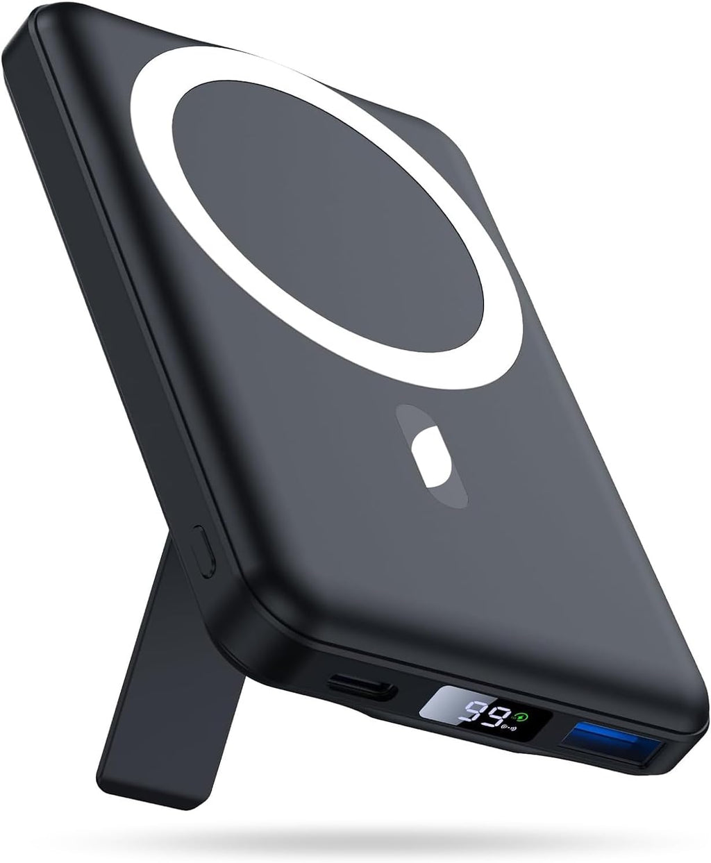 10000mAh Mag-Safe Wireless Portable Charger, 22.5W Fast Magnetic Power Bank with LED Display & Stand