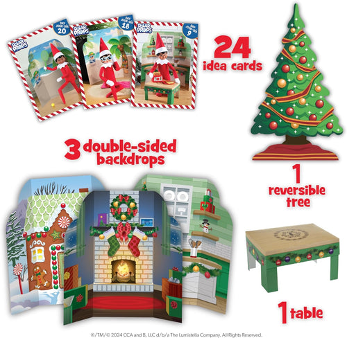 24-Day Ultimate Elf Kit with 70+ Props, Idea Cards, and Backdrops for Christmas Magic