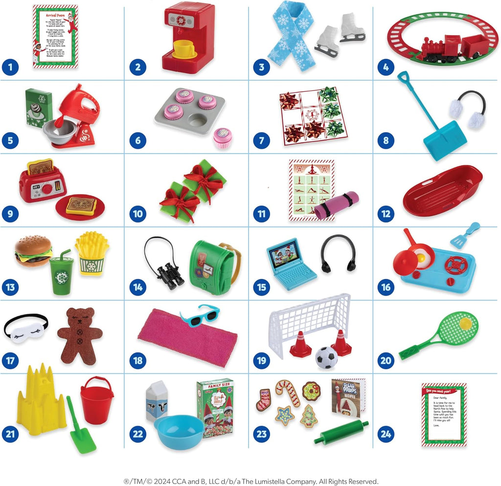24-Day Ultimate Elf Kit with 70+ Props, Idea Cards, and Backdrops for Christmas Magic