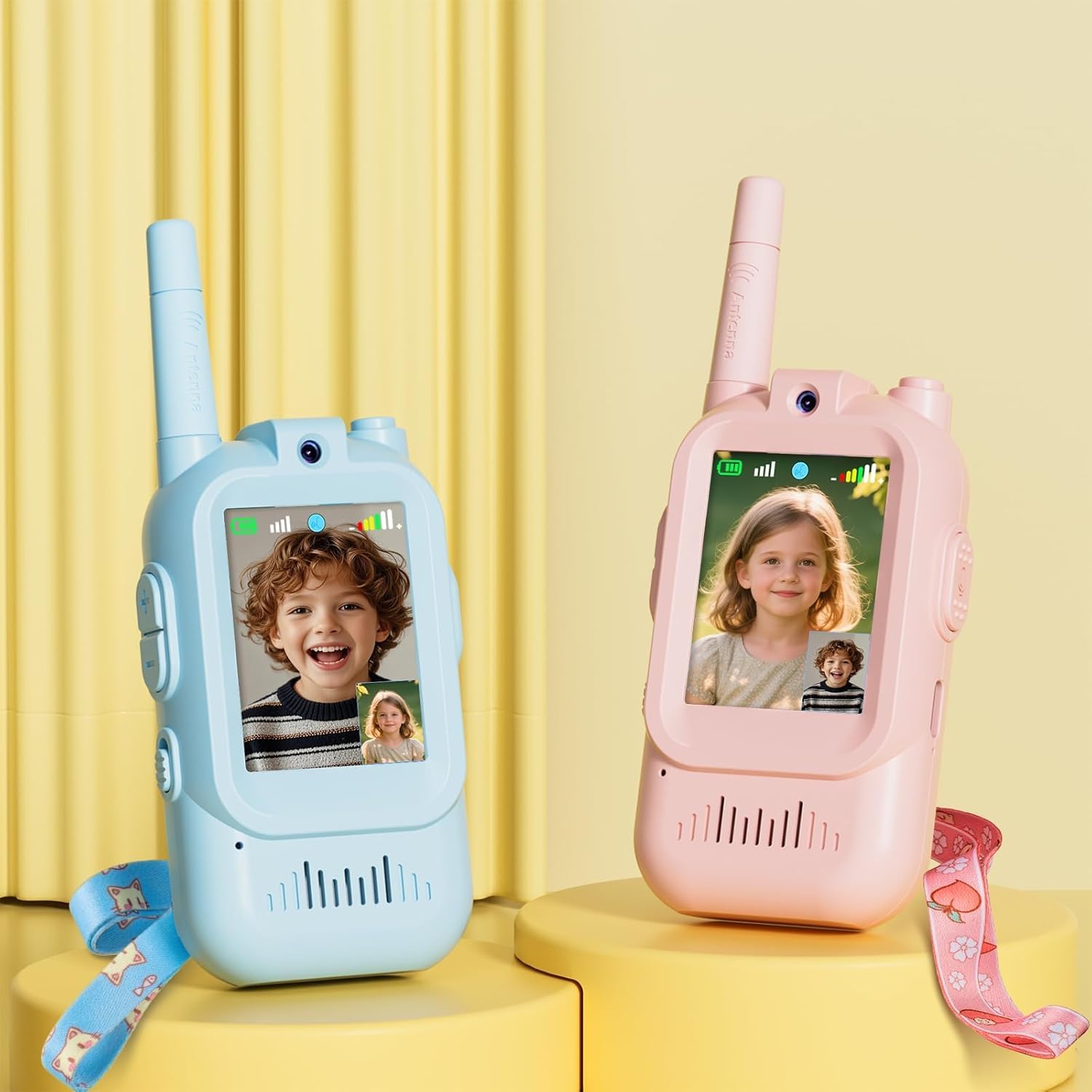 Kids Video Walkie Talkie 2-Pack: Rechargeable Toy with HD Camera & Voice Changer for Outdoor Play