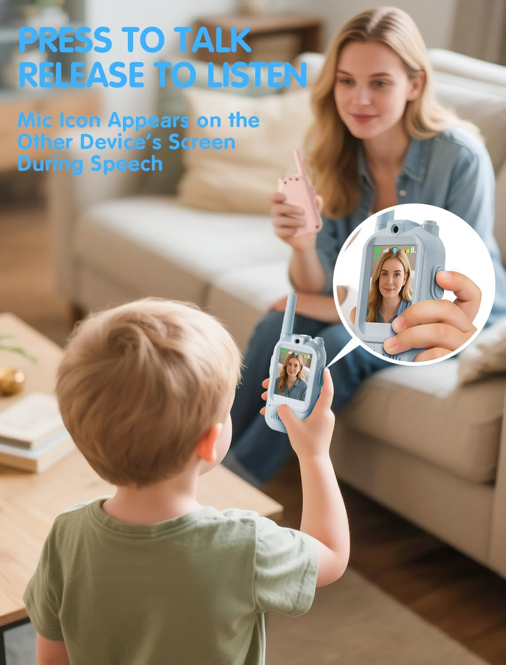 Kids Video Walkie Talkie 2-Pack: Rechargeable Toy with HD Camera & Voice Changer for Outdoor Play