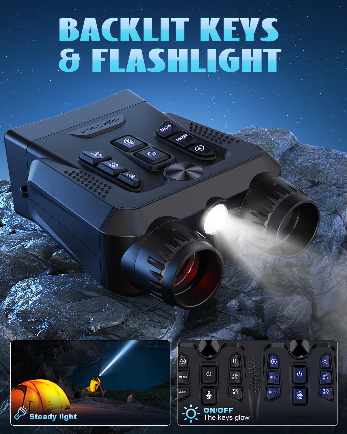 4K Night Vision Binoculars with 3.0" HD Screen, 10x Zoom, 32GB Card & Infrared