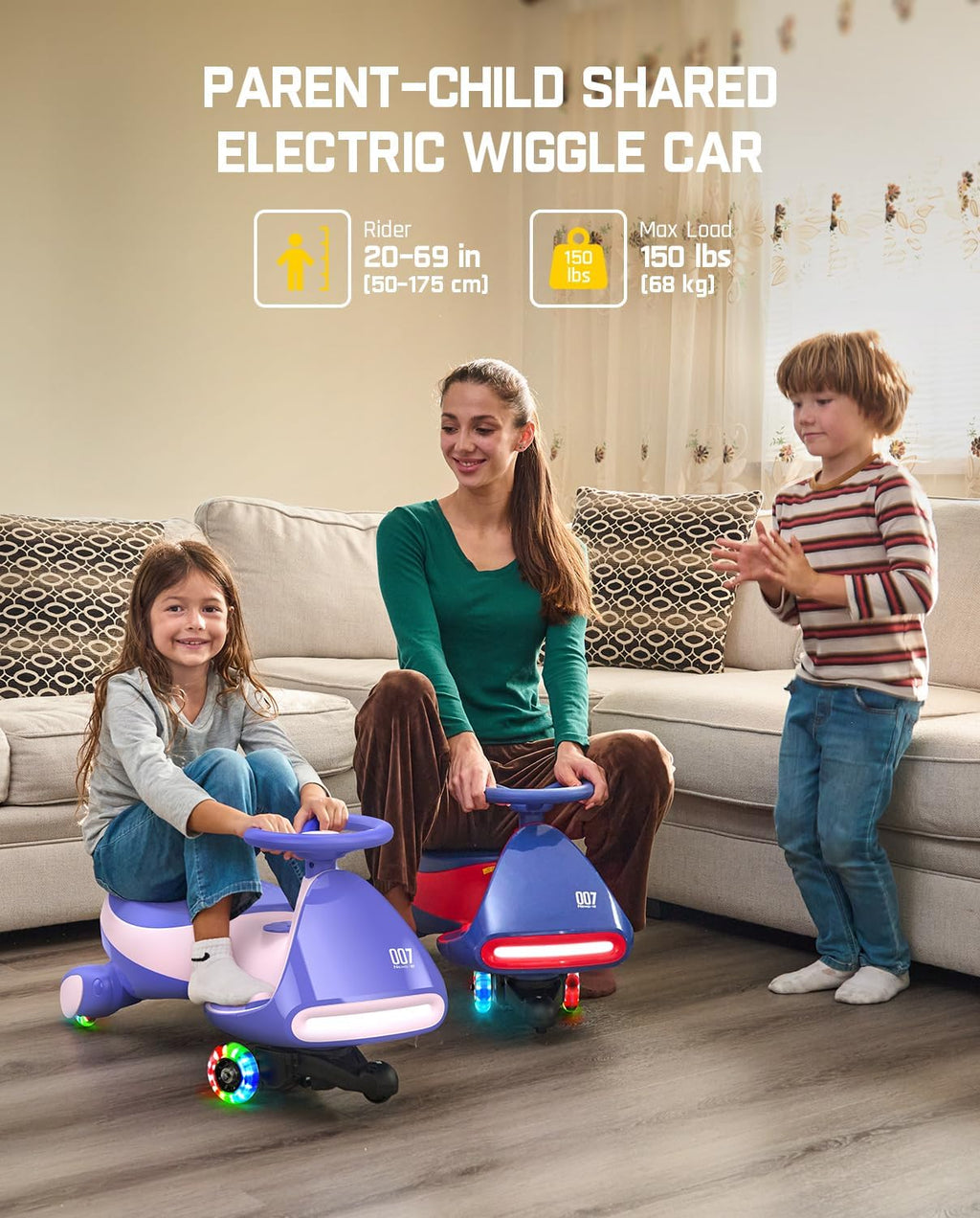 Electric Wiggle Car with Pedal, 2-in-1 Swing Car, 360° Steering, 2 Speeds Max 4 Mph, Bluetooth