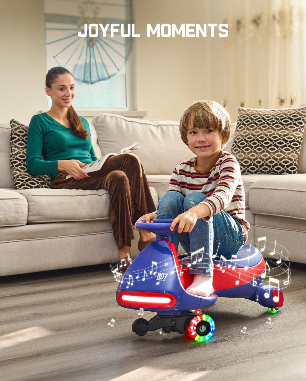 Electric Wiggle Car with Pedal, 2-in-1 Swing Car, 360° Steering, 2 Speeds Max 4 Mph, Bluetooth