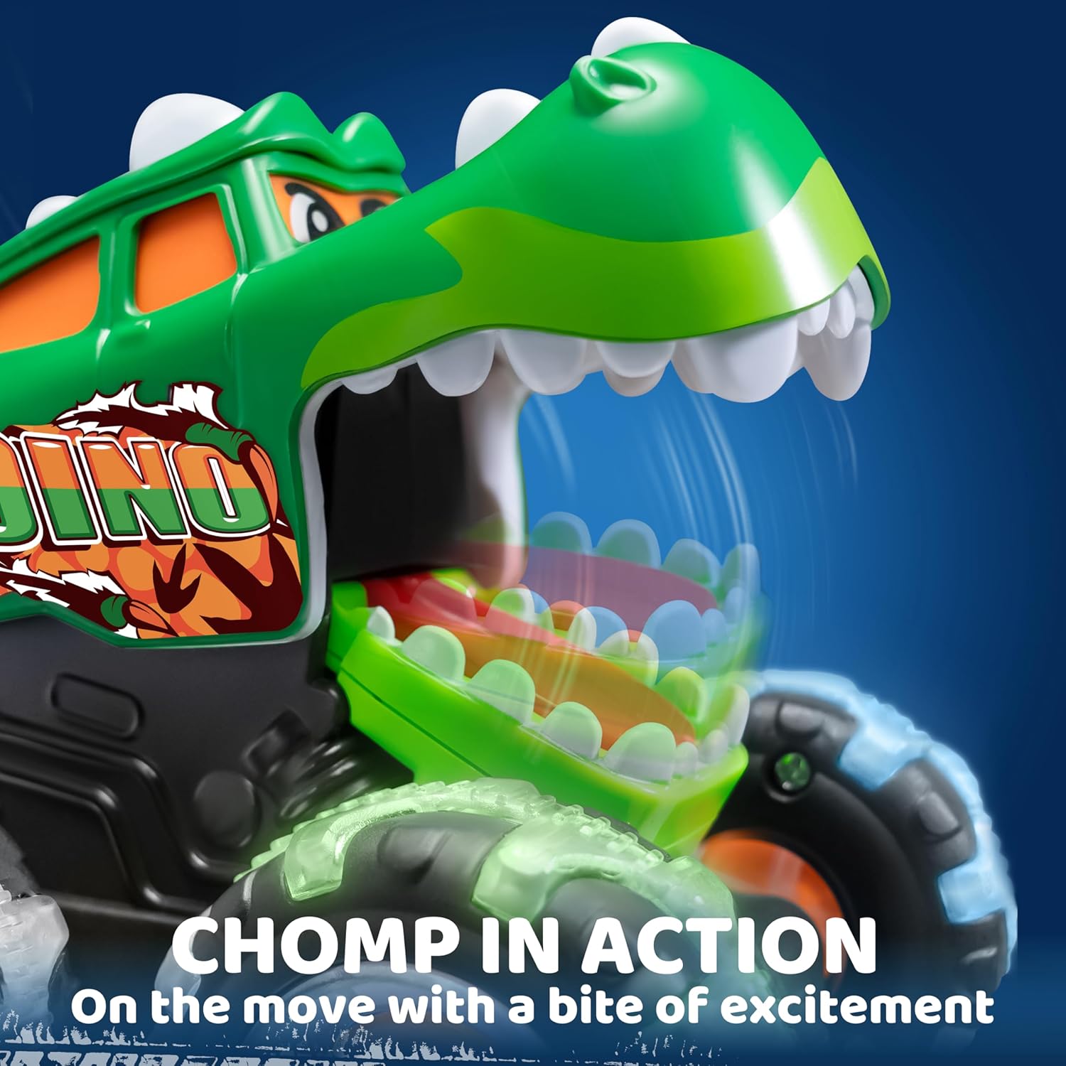 3 Pack Motion Activated Light Up Monster Trucks with LED Wheels - Press & Go Dinosaur Toy Cars for Toddlers