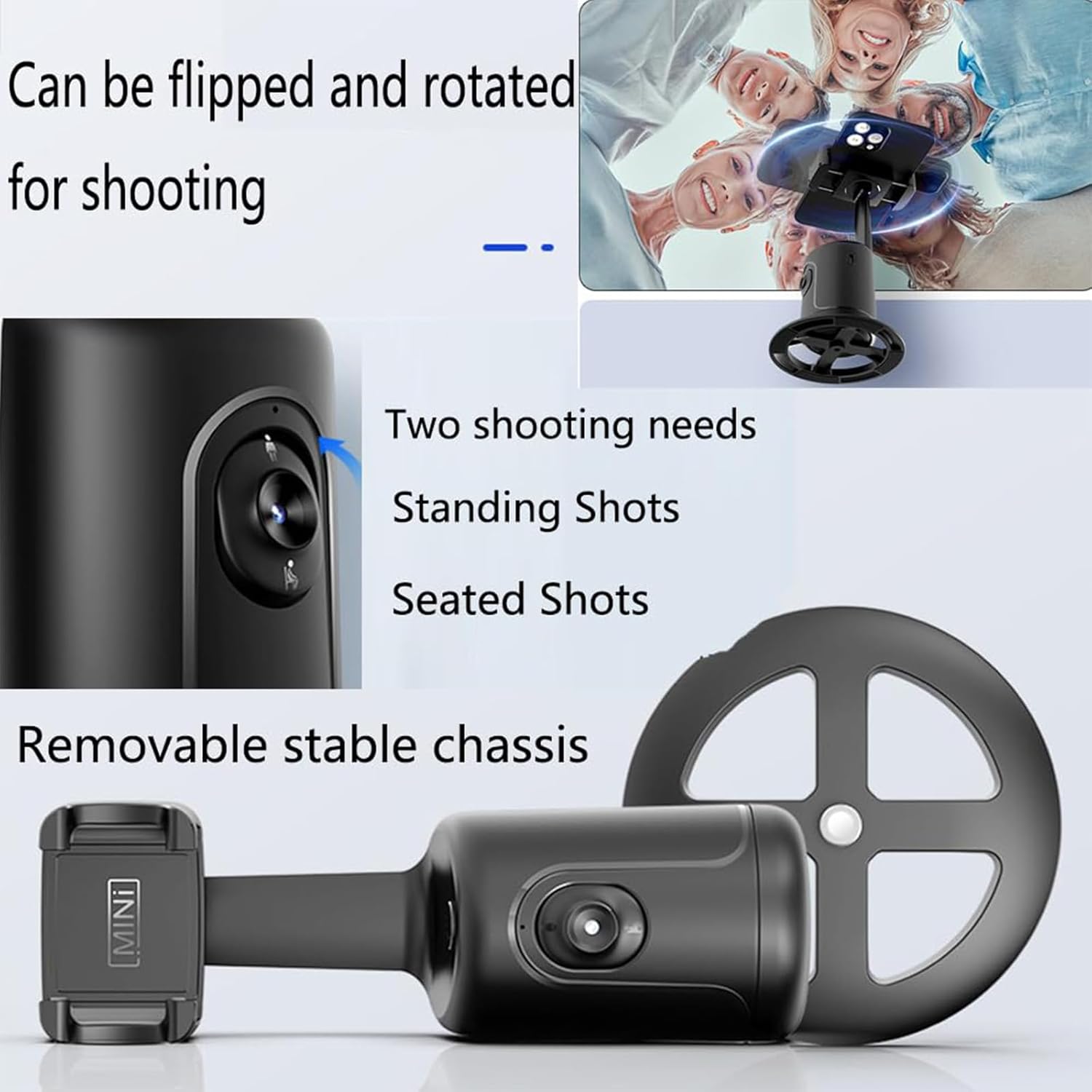 Smart AI Facial Recognition Phone Tripod with 360° Tracking, Gesture Control & Remote