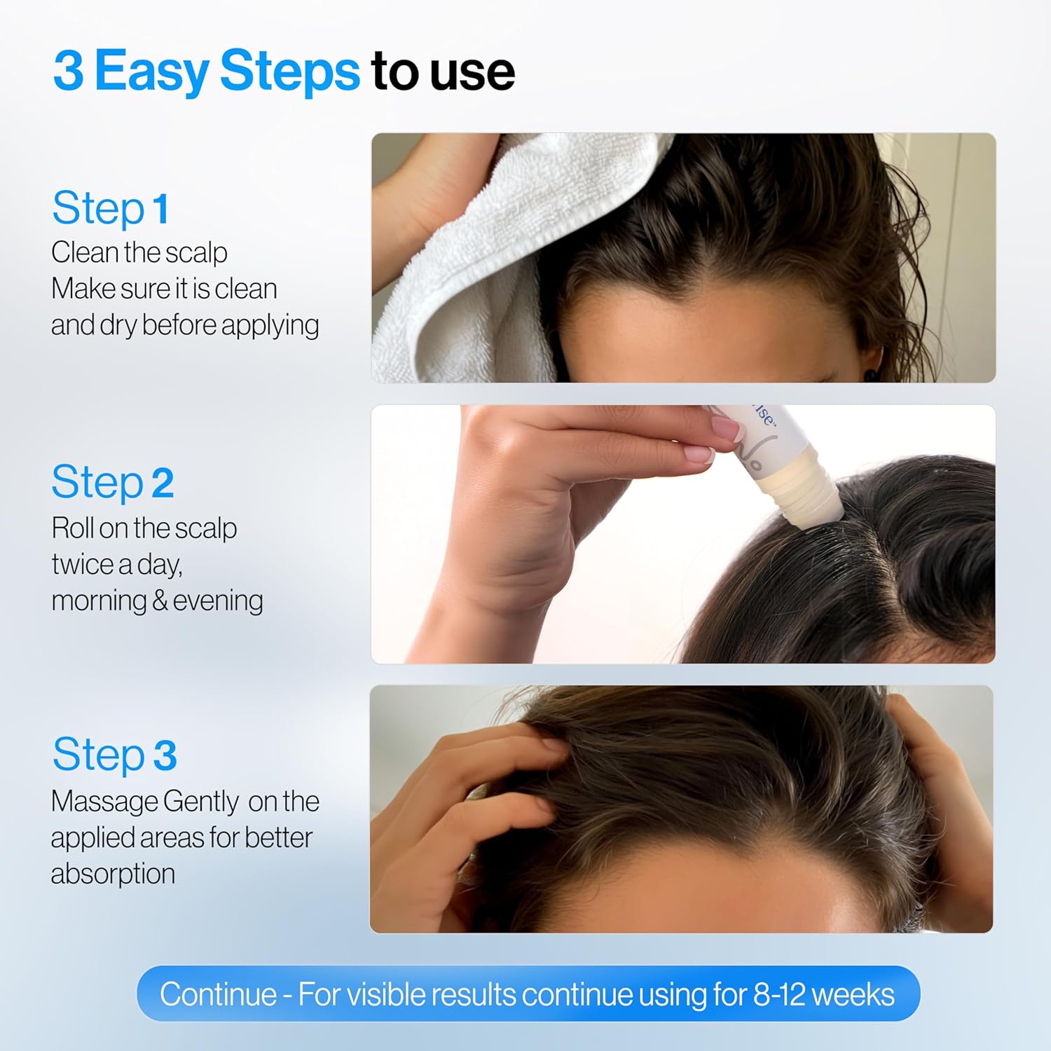 3% Rosemary Hair Growth Serum Roll On - DHT Blocker with Redensyl & Anagain for Thicker Hair