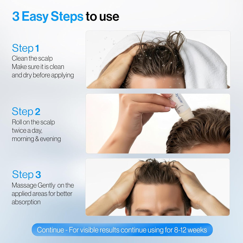 3% Rosemary Hair Growth Serum Roll On - DHT Blocker with Redensyl & Anagain for Thicker Hair