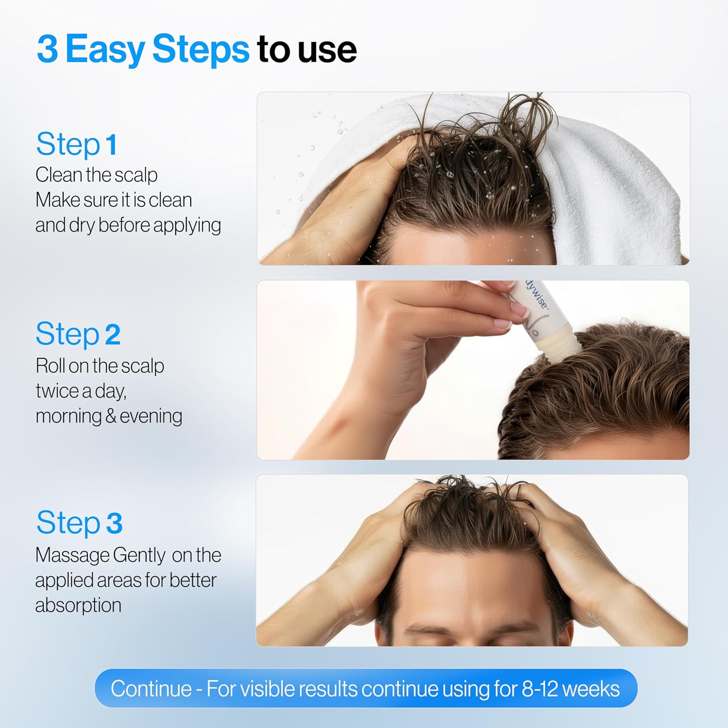 3% Rosemary Hair Growth Serum Roll On - DHT Blocker with Redensyl & Anagain for Thicker Hair