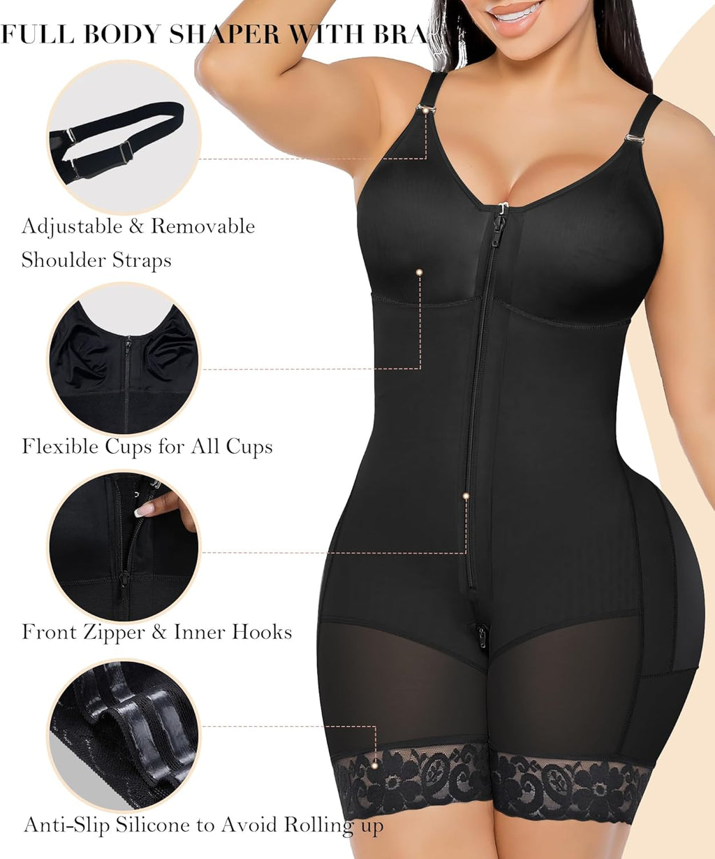Postpartum Full Body Shapewear with Tummy Control, Butt Lifter & Zipper Crotch