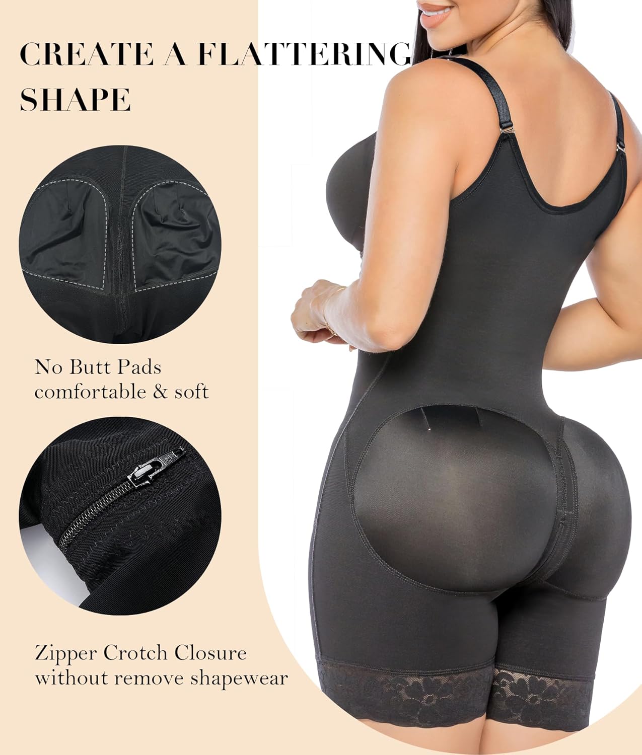 Postpartum Full Body Shapewear with Tummy Control, Butt Lifter & Zipper Crotch