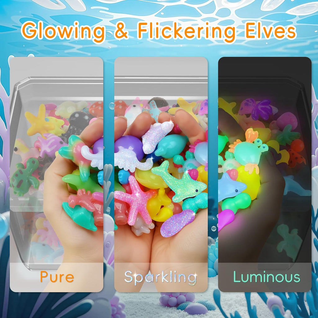 Magic Water Elf Toy Kit - 20 Gels with Glow & Glitter, 10 Molds DIY Squishy Maker