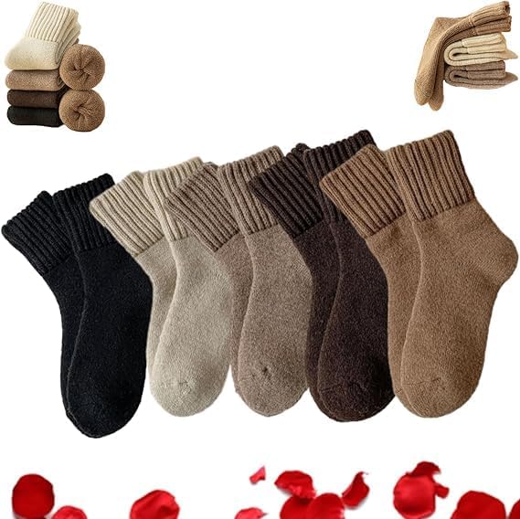 Women's Solid Mid Calf Socks - Cozy Warm Knit Crew Socks for Fall and Winter