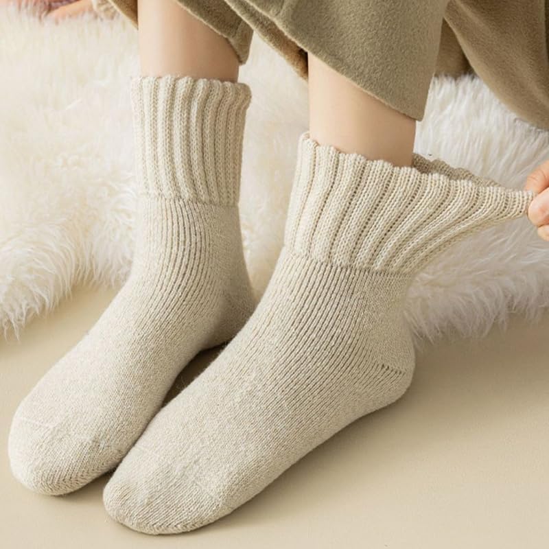 Women's Solid Mid Calf Socks - Cozy Warm Knit Crew Socks for Fall and Winter