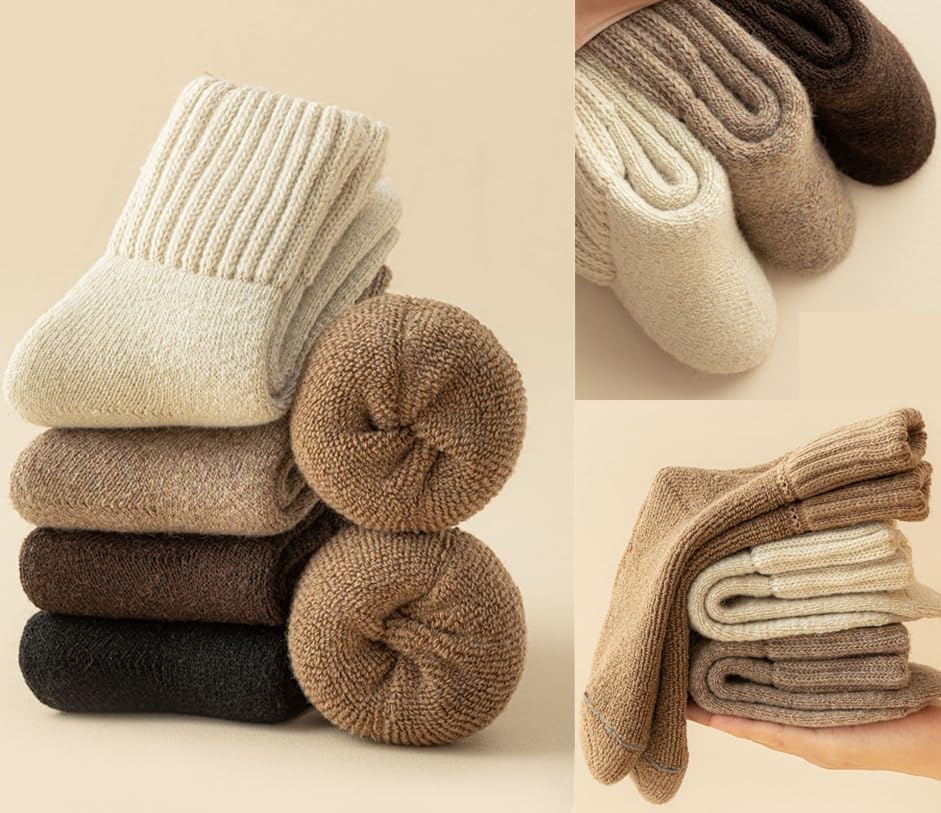 Women's Solid Mid Calf Socks - Cozy Warm Knit Crew Socks for Fall and Winter