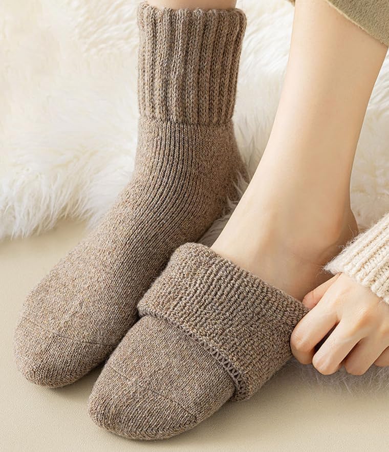 Women's Solid Mid Calf Socks - Cozy Warm Knit Crew Socks for Fall and Winter