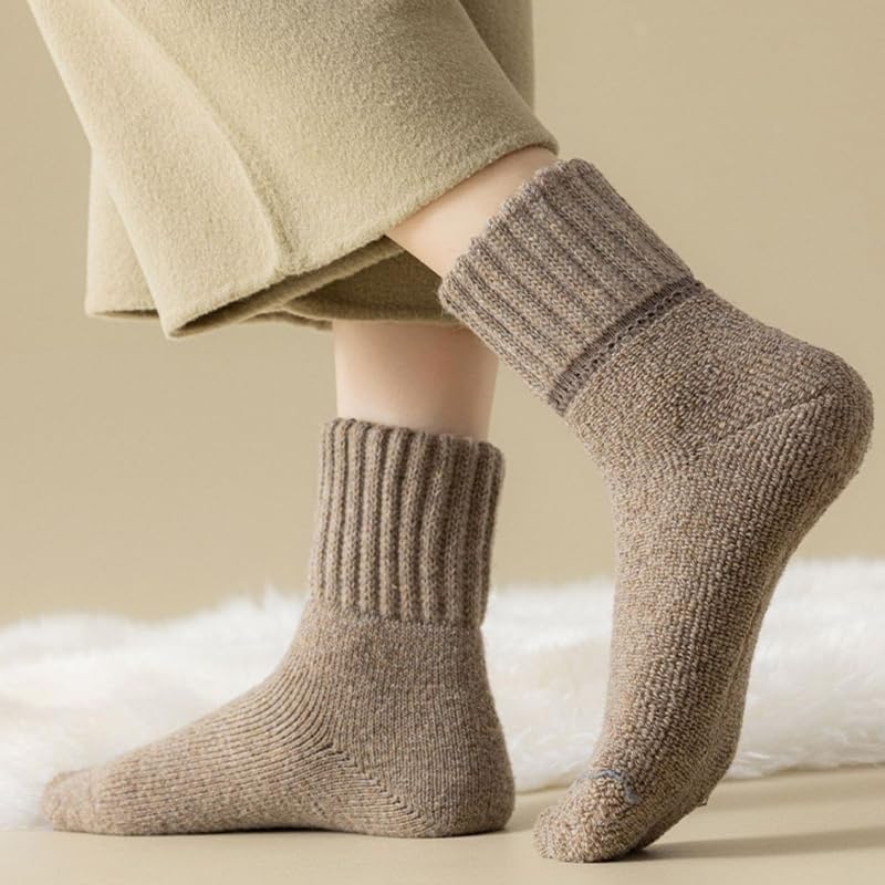 Women's Solid Mid Calf Socks - Cozy Warm Knit Crew Socks for Fall and Winter