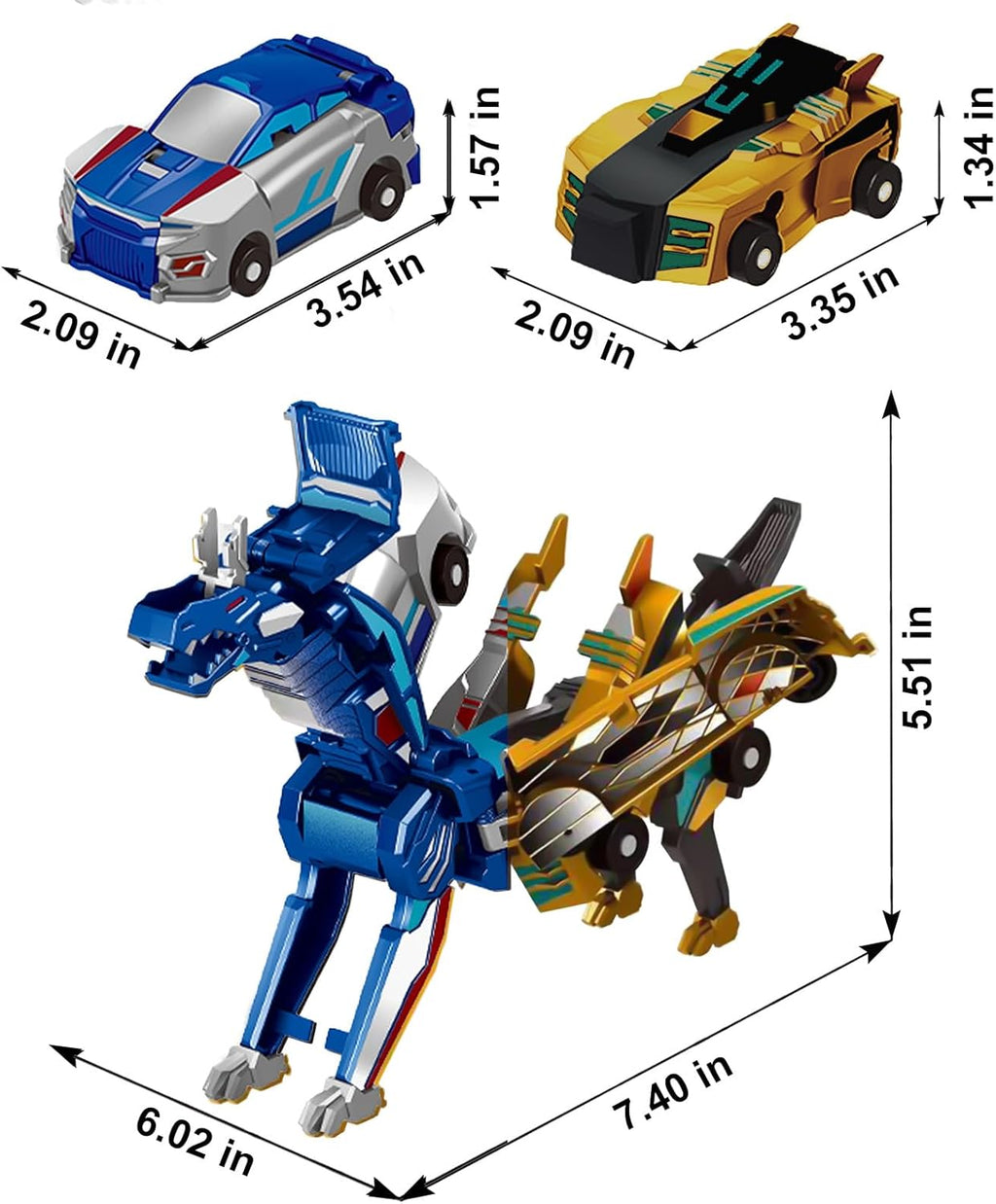 2-in-1 Magnetic Collision Dinosaur Car Toy | Transformable Robot Toy for Kids Ages 3-12