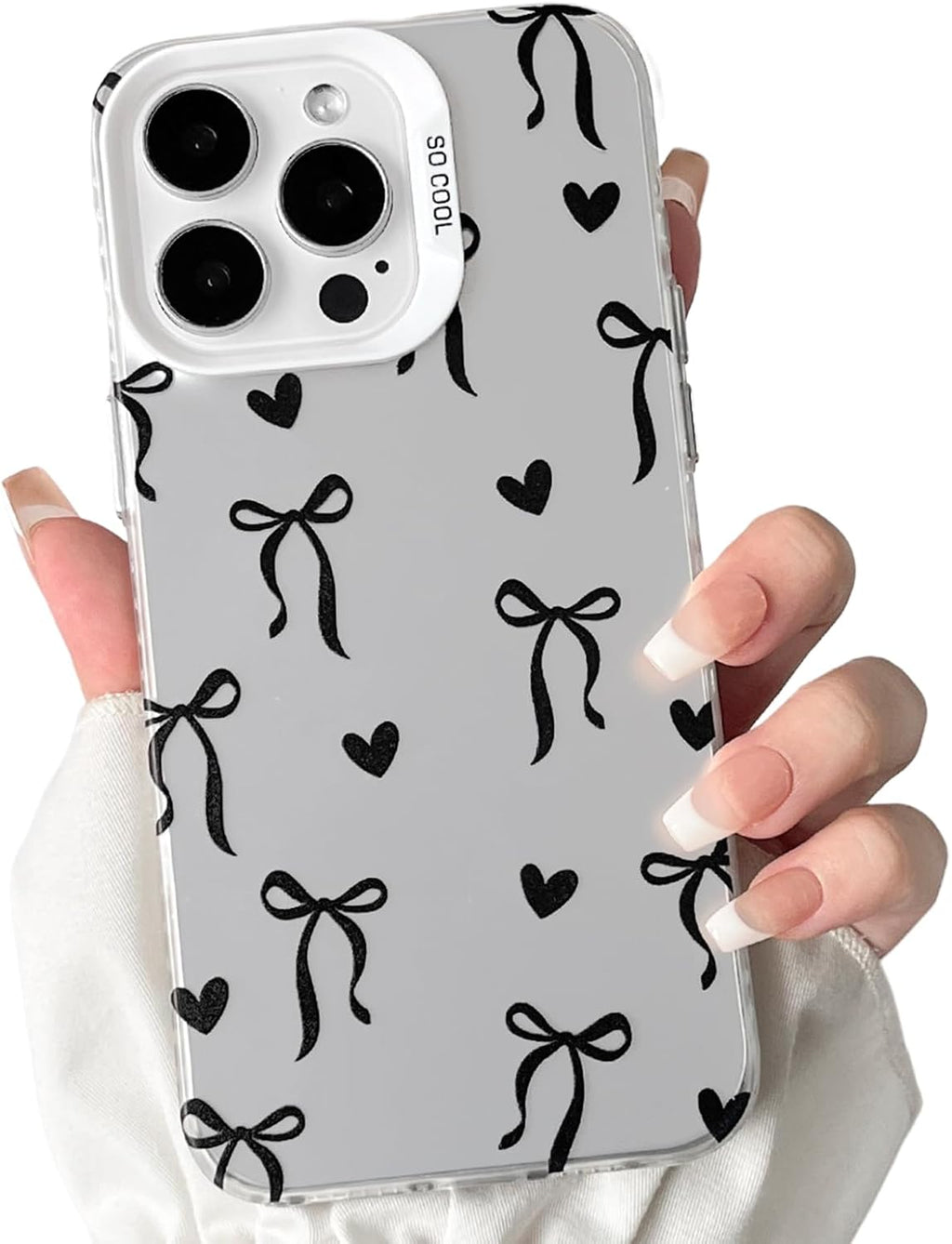Cute Bow Heart Phone Case for iPhone 12 Pro Max - Soft TPU+PC Shockproof Protective Cover