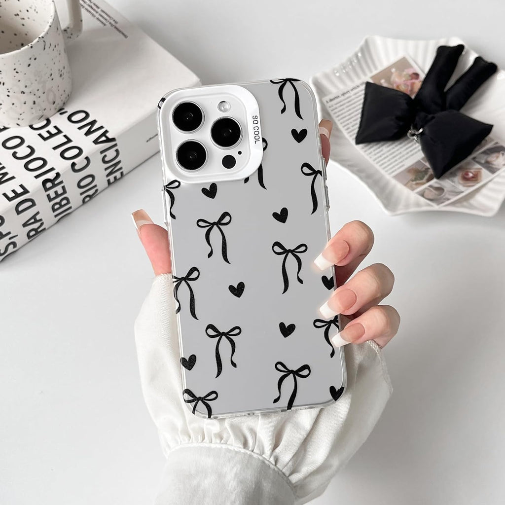 Cute Bow Heart Phone Case for iPhone 12 Pro Max - Soft TPU+PC Shockproof Protective Cover