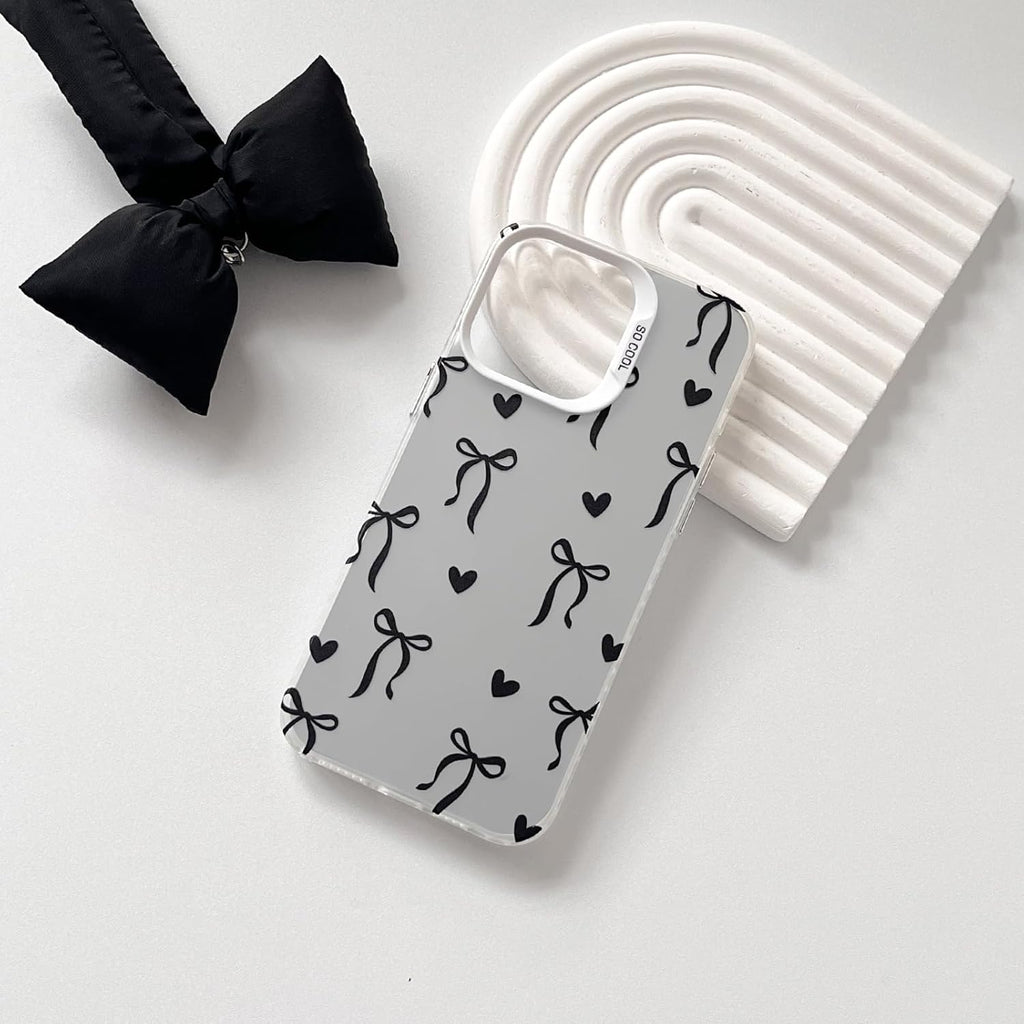 Cute Bow Heart Phone Case for iPhone 12 Pro Max - Soft TPU+PC Shockproof Protective Cover