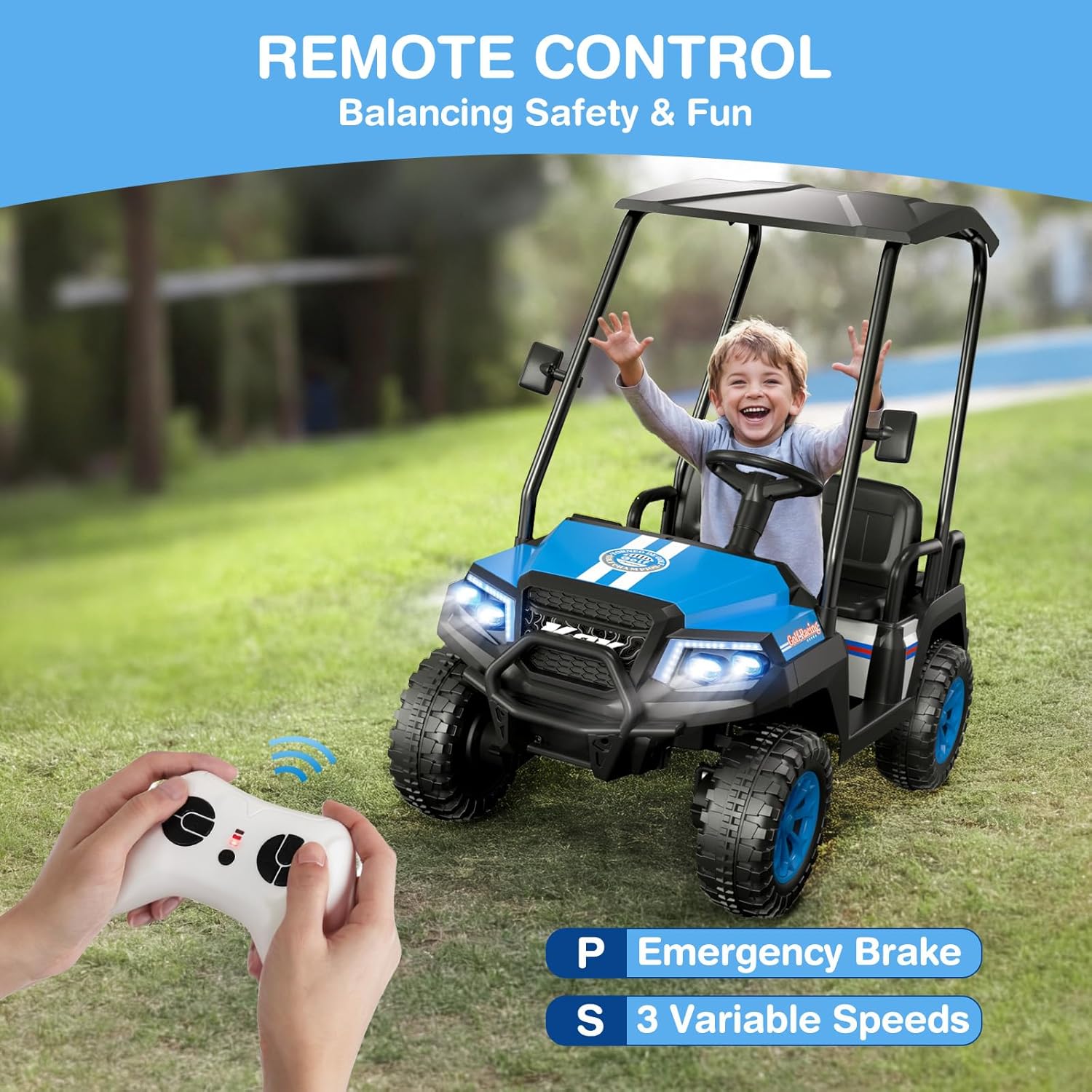 24V 4-Seater Kids' Golf Cart with Remote Control, 4WD Ride-On Car for Ages 3-8