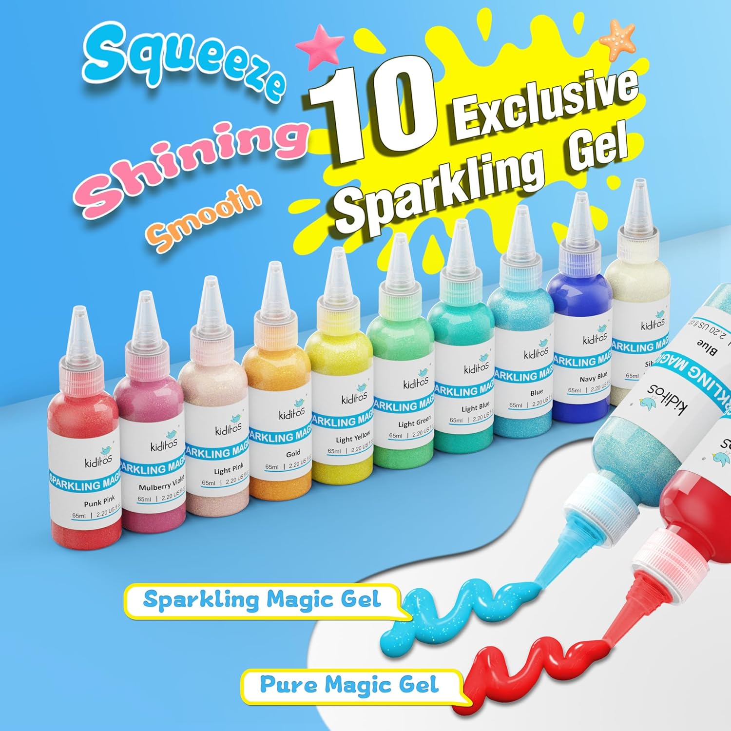 Magic Water Elf Toy Kit - 20 Gels & 10 Sea Creature Molds, DIY Sensory Craft for Kids Ages 3+