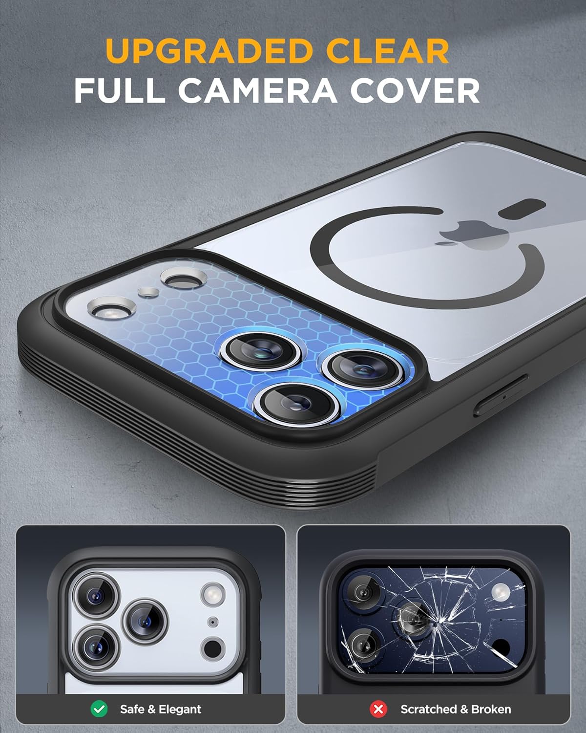iPhone 17 Pro Max 6.9" Full-Body Case with Built-in Glass Screen & Camera Protector, Magnetic