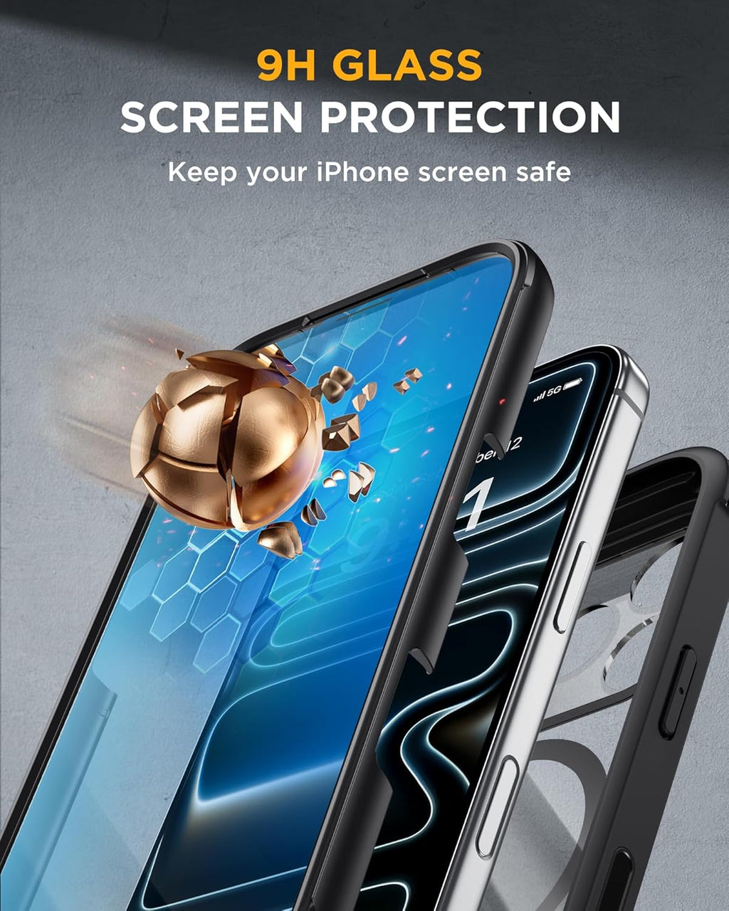 iPhone 17 Pro Max 6.9" Full-Body Case with Built-in Glass Screen & Camera Protector, Magnetic